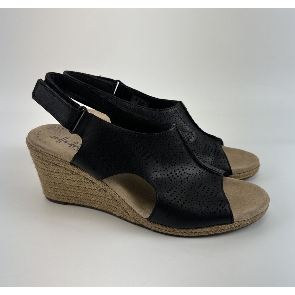 Clarks Lafely Rosen Wedge Sandal Espadrille Cutouts‎ Slingback Lightweight 8.5
